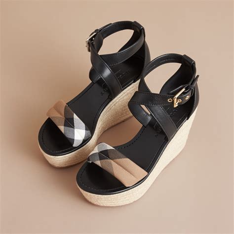 burberry house check wedge sandals